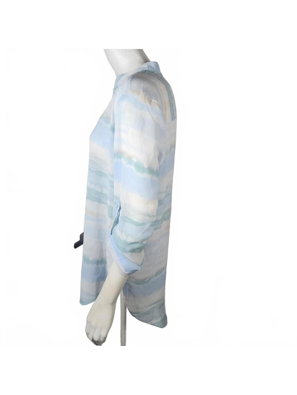 Cloth & Portrait Light Blue and White Striped Blouse (S) - Picture 4 of 6